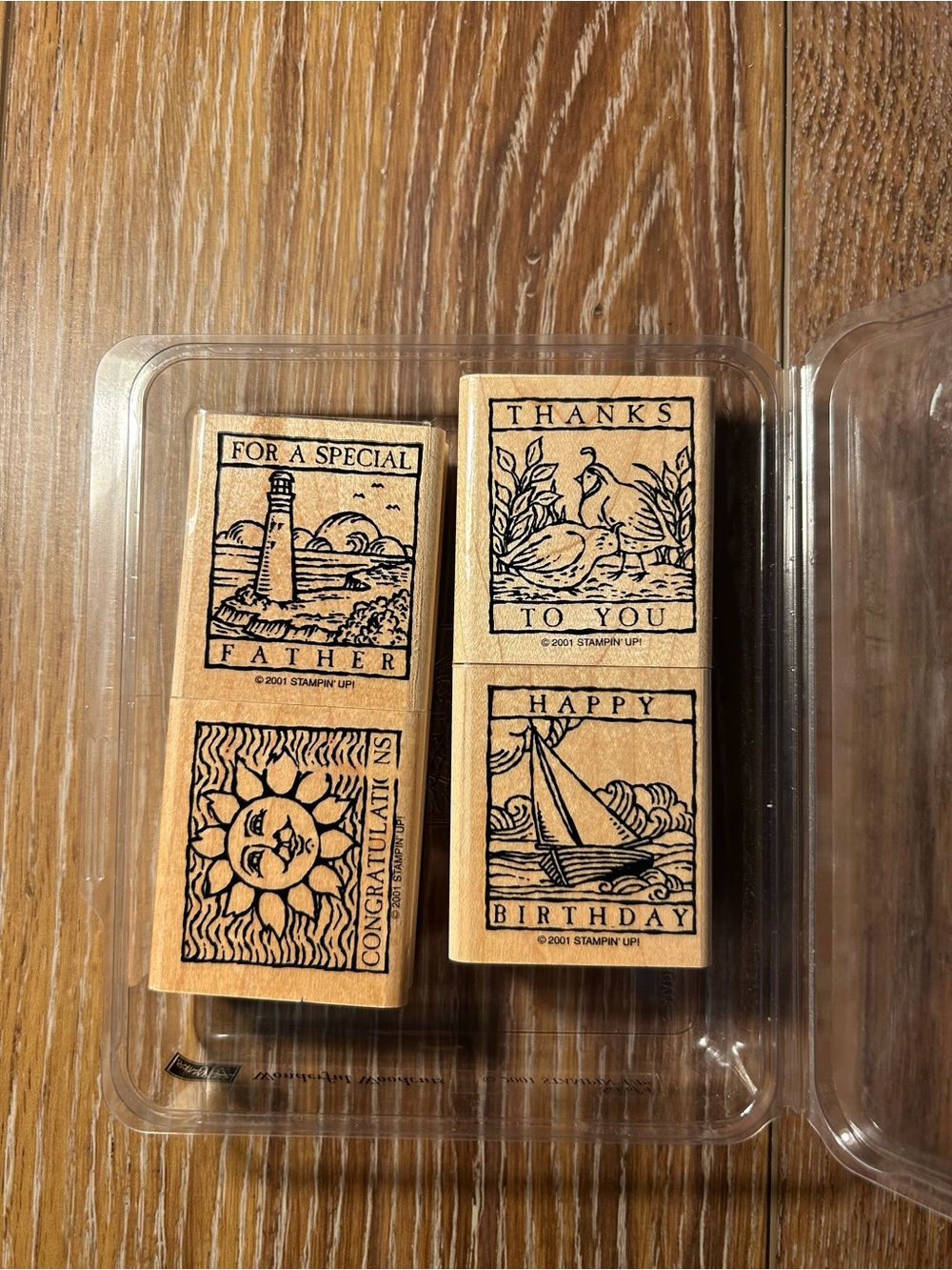 Stampin' Up! Wonderful Woodcuts Rubber Stamp Set - 4 pc